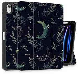 Tuiklol Case for iPad Air 11'' (M3 2025/M2 2024) 6th Gen/iPad Air 10.9 inch 5th/4th Gen 2022 2020 Release with Pencil Holder,Slim Protective Auto Sleep/Wake Trifold Stand Cover, Green Celestial