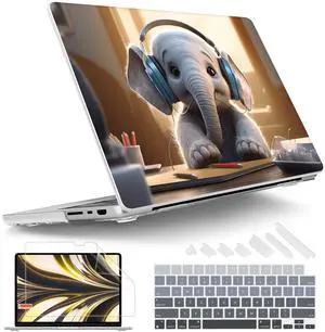 Tuiklol for MacBook Pro 16 M4 Case 2024 2023 2022 2021 Release M4 A3403 A3186 M3 A2991 M2 A2780 M1 A2485 Pro/Max with Retina Display Touch ID Plastic Hard Shell Case + Screen Protector,Elephant
