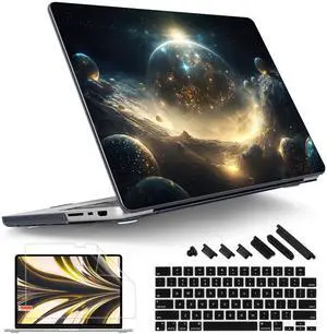 Tuiklol for M4 MacBook Pro 14 Inch Case 2024-2021 Release A3112 A3401 A3185/M3 A2918 A2992/M2 A2779/M1 A2442 Pro/Max Chip,Hard Shell Case with Screen Protector for Touch ID, Birth of Galaxy