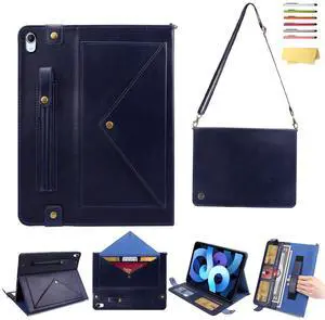 UUcovers Crossbody Handbag Case for iPad (A16) 11th Gen 11 inch 2025/iPad 10th Gen 10.9" 2022 with Pencil Holder/Pockets [Shoulder Strap/Hand Strap] Folio Stand Envelope Magnetic Wallet Cover, Blue