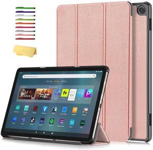 UUcovers Stand Case for  Kindle Fire Max 11 Tablet (13th Generation, 2023 Release) with Auto Wake/Sleep Trifold Multi-Angle Lightweight Hard Shell PU Leather Folio Shockproof Cover, Rose Gold