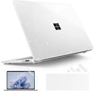 Tuiklol Slim Case for 13.8 inch Microsoft Surface Laptop 7th Edition 2024 for 13.8'' Laptop Model: 2036 with Plastic Hard Shell Case + Dust Plug + Screen Protector + Keyboard Cover, Sparkly Clear