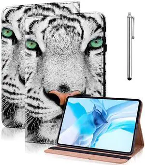 TUOLISG Case for 7" Kindle Paperwhite 12th Generation 2024 & Kindle Colorsoft Signature Edition, Multi-Angle Viewing PU Leather Case with Card Slot for Kindle Paperwhite 2024 - White Tiger