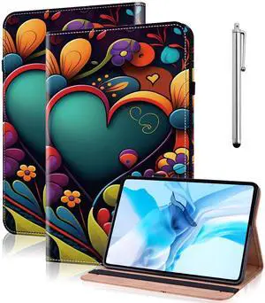 Case for  Fire HD 8 / Fire HD 8 Plus (12th/10th Generation,2024/2022/2020), Folio Stand PU Leather Wallet Cover with Elastic Band & Card Slots for Fire HD 8 Tablet 8 Inch - Watercolor