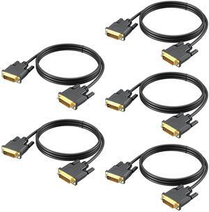 DVI to DVI Cable 5-Pack, 6 FT DVI-D to DVI-D (24+1) Dual Link Cable Computer Monitor Cord for Laptop, Desktop, DVD, Gaming,Monitr, HDTV, Projector and More