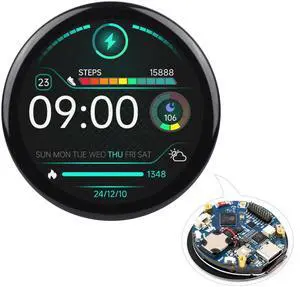 ESP32-S3 1.46inch Round Touch Display Development Board, IPS Display Panel, 412x412 Pixel, Accelerometer and Gyroscope Sensor, Onboard Speaker and Microphone, ESP32 with Display, with Cover Glass