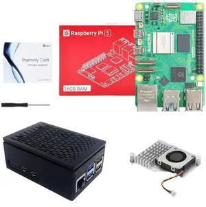 Vemico for Raspberry Pi 5 16GB Kit with Pi 5 16GB Board, Case and Active Cooler for Raspberry Pi 5