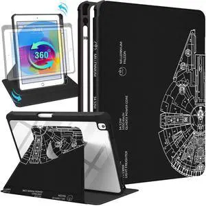 Uppuppy for iPad 9th/8th/7th/Air 3rd Generation Case 10.2& for iPad Pro 10.5 Inch Cases 360 Degree Rotating Stand Folio Cover with Pencil Holder Women Boys for Apple iPad 2021/2020/2019