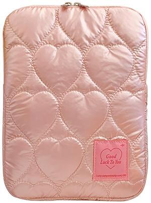 9-11 Inch Tablet Sleeve Case for iPad Pro 11 Air 4 10.2 Tab Protective Bag Cute Heart Quilted Puffy Laptop Pouch Carrying Case