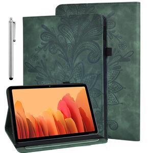 VODEFOX Case for  Kindle Fire HD 8 Tablet & 8 Plus Tablet(12th/10th Generation,2024/2022/2020),Lace Floral Embossed PU Leather Stand Case Folding Stand Protective Cover - Green