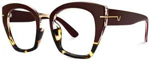VOOGLAM Cat Eye Tortoise Blue Light Blocking Glasses for Women Oversized Stylish Eyewear Anti Eyestrain & UV Paulina VFP0255...