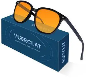VUEECLAT 98% Blue Light Blocking Glasses 400-500nm for Sleep & Gaming, Anti Eyestrain Computer Glasses, Lightweight acetate Frame for Men & Women