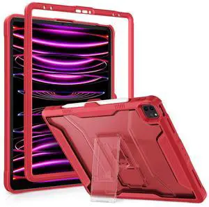 VIKESI Kickstand Protective Case for iPad Pro 12.9 6th / 5th / 4th / 3rd Generation (2022/2021/2020/2018 Released), Matte Frosted Scratch Resistant Back, TPU Shockproof Frame, Burgundy Red