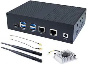 WayPonDEV Black Metal Case for Banana Pi BPI-F3 RISC-V K1 Chip SBC, Metal Heat Shell for Banana Pi BPI-F3 8 Core RISCV Single Board Computer, with Cooling Fan and Antennas (Black Metal Case)