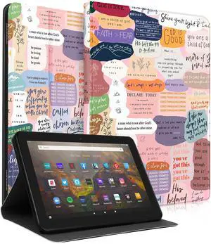 Wazzasoft for  Kindle Fire HD 10/10 Plus Tablet Case 13th/11th Generation for Women Girls Folio Cover Cute Fashion Design Girly Kawaii Quotes Pretty Unique Teens Cases for Kindle Fire 10.1 Inch