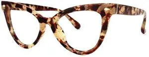 VOOGLAM Cat Eye Non Prescription Glasses with HD Clear Lenses for Women in Amber TR90 Frame Maite OP02131