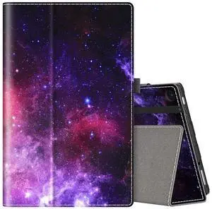 VORI Case for  Fire HD 10 Tablet (9th/7th/5th Generation,2019/2017/2015 Release), Folio Folding Smart Stand Cover with Hand Strap and Auto Wake/Sleep for Fire HD 10.1'', Nebula