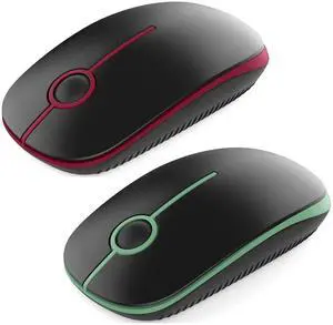 VssoPlor Wireless Mouse, 2.4G Slim Portable Computer Mice with Nano Receiver for Notebook, PC, Laptop, Computer-Black Green+Black Wine Red