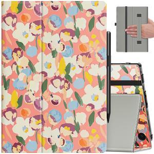 VORI Case for All-New  Kindle Fire HD 10 Tablet (13th/11th Generation 2023/2021 Release) and Fire HD 10 Plus - Slim Folding Stand Folio Cover with Auto Wake/Sleep & Hand Strap, Pink Petals