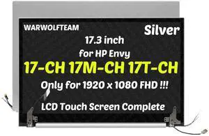WARWOLFTEAM 17.3in Compatible with HP Envy 17-CH 17M-CH 17T-CH 17-CH0003CA 17-CH0008CA 17M-CH0013DX 17M-CH1013DX M45767-001 M45769-001 FHD LCD Touch Screen Replacement Complete Assembly(Sliver)