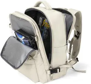 Large Travel Backpack Women Carry On Backpack Flight Approved Hiking Waterproof Rucksack Casual Daypack Laptop bags for airplanes Shoes Compartment Personal Item Travel Weekender Bag Essentials Beige