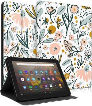 Wazzasoft for  Kindle Fire HD 8/8 Plus Tablet Case 10th/12th Generation for Women Girls Cute Folio Cover Kawaii Design Girly Flower Floral Pretty Fashion Unique Cases for Kindle Fire Case 8 Inch