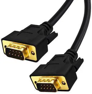 XANHAM 49 Feet(15 Meter) DB9 Straight Through 9 Pin RS232 Serial Cable Double Shielded, Metal Braided&AL-foil, Male to Male, Black, SC902S13MM