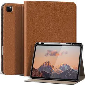XFYKJIN for iPad Pro 12.9 6th /5th /4th /3rd Generation Case 2022/2021/2020/2018, Premium Leather Folio Stand Cover with Built-in Apple Pencil Holder -Auto Wake/Sleep and Multi Viewing Angles,Brown