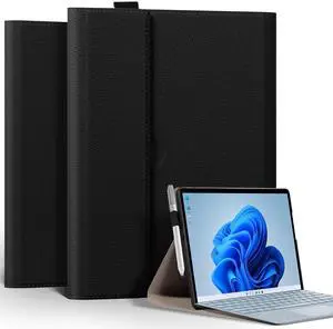XFYKJIN for Pro 9/10/11 Case 13 inch 2022/2024 Leather Cover Protective Shell Compatible with Type Cover Keyboard and Pencil Holder,Black