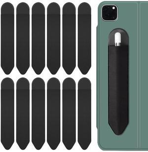 XLDLQU 12 Pack Pencil Holder Case Sticker Fit Apple Pencil (1st and 2nd Gen), Durable Use Elastic Pocket Adhesive Sleeve Pouch for iPad 8.3/9.7/10.2/10.5/11/12.9 Inch (12PACK Black)