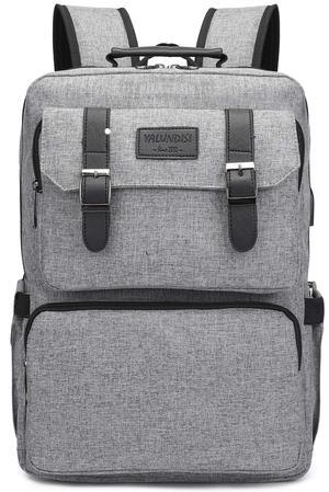 YALUNDISI Laptop Backpack for Women Men Vintage Backpack Bookbags Anti Theft Bookbag 16 inch Grey