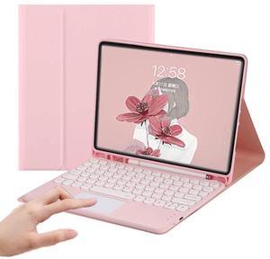 AnMengXinLing Keyboard Case for iPad Mini 5/Mini 4-Touchpad Detachable Keyboard with Pencil Holder -Slim Leather Folio Smart Cover for iPad Mini 5th Gen 2019 /Mini 4th Gen 2015,Pink
