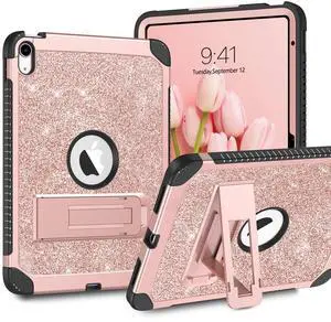 YINLAI Case for iPad 10th Generation, iPad Case 10th Generation 2022 10.9-Inch Kid Girl Women Slim Stand Glitter Bling Shockproof Protective Cover for iPad 10th Gen A2696/A2757/A2777, Rose Gold/Pink