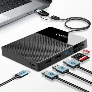YOTUO Portable Docking Station External Hard Drive 500GB Storage Hub, Multiport USB-C Huc + HDD 7-in-1, USB 3.0, SD/TF Card, HDD for Windows, Mac, Android, TV, Phone, Laptop, Desktop, PC
