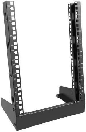QiaoYoubang 8U Small Desktop Network Rack, 10 inch Mini Open Frame Desktop Cabinet for 10 inch Network, Servers, Audio, Video and Studio Equipment Free Standing Home Office Rack (8U)