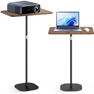 Yuehuamech Laptop Floor Stand, 3 Height Adjustable Mobile Standing Desk, Projector Stand, Metal Base, Teacher Podium Standing Laptop Stand for Home, Office, Classroom