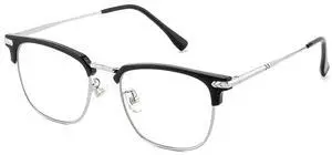 ZanyLen Blue Light Blocking Glasses for Men Metal Browline Computer Gaming Glasses Filter Blue Ray (Black Silver)