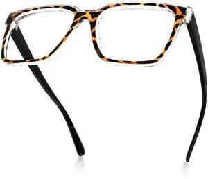 Zeelool Classic Square Blue Light Blocking Glasses, Glass Frame for Women with HD Clear Lens Anti Eyestrain & UV from Computer Reading/TV/Phone JGT624975-05B Black-Leopard