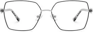Zeelool Blue Light Blocking Glasses for Women, Metal Fashion Glasses Frame Eyeglasses with Non-prescription Clear Lenses ZJGM374867-01B