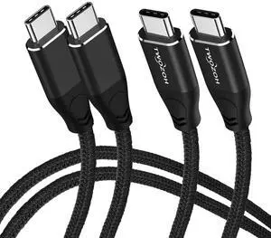 Twozoh USB C to USB C 3.2 Gen 2 Cable 20Gbps Data Transfer 100W PD Fast Charging 4K Video Output Monitor Cord (10FT, Black) 2-Pack