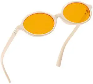 ZIHVEUC Oval Amber Blue Light Blocking Glasses Orange Lens for Better Sleep,Computer Eye Strain Men Women Gaming Glasses(Beige)