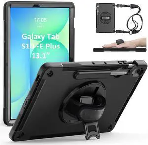 ZenRich Rugged Case for Galaxy Tab S10 FE Plus 13.1-inch 2025,Heavy Duty Shockproof Protective Case w/ [360 Rotating Kickstand] [Hand Strap][Shoulder Belt] for Samsung Galaxy Tab S10 FE+ 13.1"