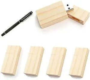 5 Pack Rectangle Wood 2.0/3.0 USB Flash Drive USB Disk Memory Stick with Wooden (3.0/16GB)