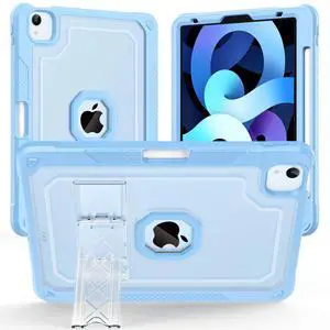 ZoneFoker Case for iPad Air 5th/ 4th Generation Case (2022/2020) 10.9'', for iPad Pro 11 Inch (4th/3rd/2nd/1st Gen), Hard Sturdy Slim Cover for iPad Air 5 4 th with Pencil Holder/Stand, Sky Blue