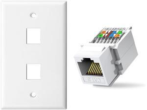 ZOERAX 20-Pack Cat6 Tool-Less RJ45 Keystone Jack and 2 Port Ethernet Keystone Wall Plate10-Pack
