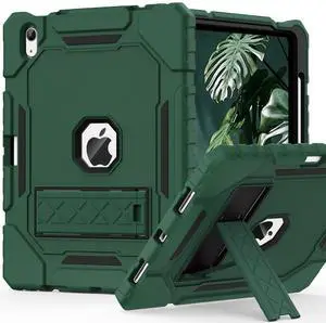 ZoneFoker Case for iPad (A16) 11th/10th Generation 11/10.9 inch 2025/2022, Heavy Duty Military Grade Shockproof Rugged Cover with Pencil Holder/Stand for i Pad 11th / 10 th Gen(Deep Green)