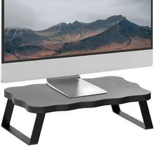 ZORVIDSON Monitor Stand Riser, Wooden Computer Stand for Desk, Wood and Steel Multi-Purpose Desktop Storage Laptop Riser Desk Shelf for Computer, Laptop, PC, Printer, 15.75 x 9.45 x 3.94 Inch Length (