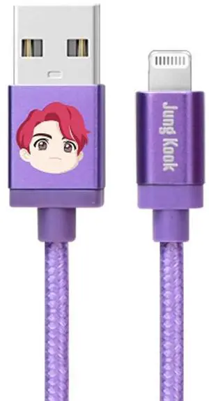 BTS Character Cables TinyTAN MFI Certified USB Cable_Jungkook Compatible with iPhone 11/Pro/Xs/XS Max/X/8/7 IPad Charger
