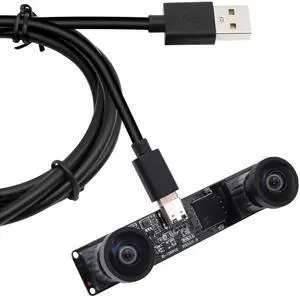 SVPRO Dual Lens USB Camera Module 1080P 60fps UVC Industrial Camera Board Synchronization Record in Color with Dual M12 Lens,Distortion-Free Wide Angle USB Board Camera for 3D,VR,Biometric Detection