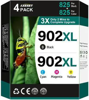 AXESET Compatible for HP 902XL Ink Cartridges Combo Pack Replacement for 902XL Ink Cartridges for HP Printers Work for HP Officejet Pro 6978 6968 6958 Printers(4 Pack)